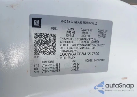 2021 Chevrolet Express Cargo Rwd 2500 Regular Wheelbase Wt from USA, damaged, VIN 1GCWGAFP2M1217890